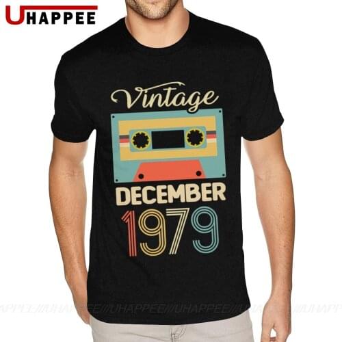 Personalised Vintage December 1979 40th Birthday 40 Year Old Shirt Mens Custom Print Short Sleeves Black O-neck T Shirt