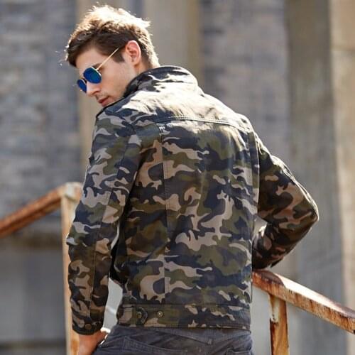 Mens New Spring/Fall Cotton Military Camouflage Jacket And M-4XL BVChaj Casual Multi-Pocket Jacket With Standing Collar