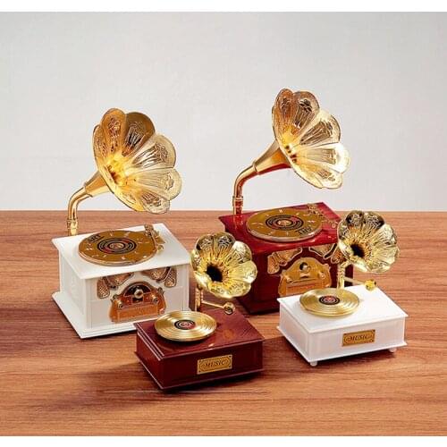 Vintage Record Phonograph Music Box музыкальная шкатулка Living Room Porch Office Home Decoration Birthday Gift Typewriter Boxes