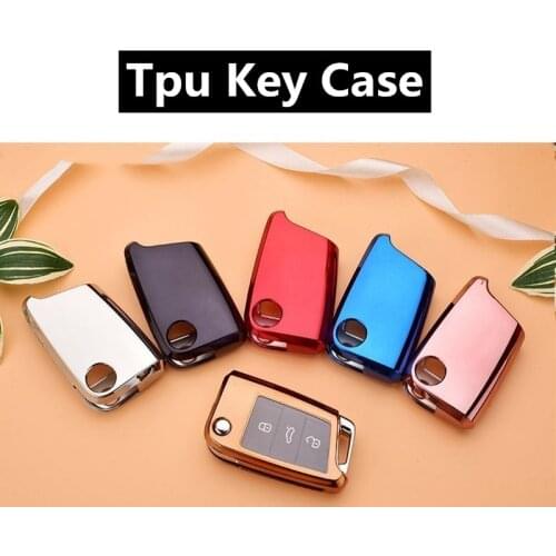 Soft TPU Car Key Case For VW Volkswagen MK7/GTI 7/Golf 7/Golf R Skoda Octavia A7 SEAT Folding Remote Fob Cover Keychain