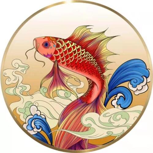 DIY Beads embroidery Kits Cross stitch set Pre-Printed Canvas Pattern Bead embroider for Decoration Hobby Craft Fish 23.3"X23.3"