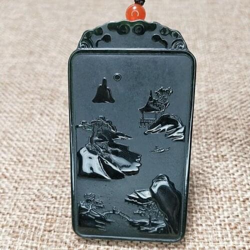 Natural Hetian Jade Pendant Landscape Can Be Worn By Men and Women To Attract Money