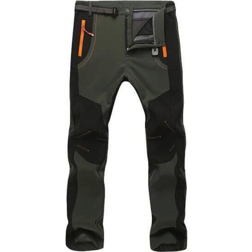 New Winter Outwear Pants Men Thick Warm Waterproof Windbreaker Trousers Male Inner Fleece Soft Shell Sportswear Thermal Pants