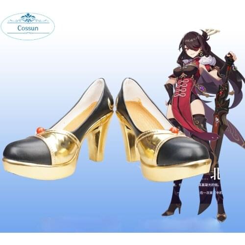 Genshin Impact Cosplay Beidou Wig Removable Bun Brown Long Hair Beidou Cosplay Shoes Boot Halloween Carnival Cosplay Accessories