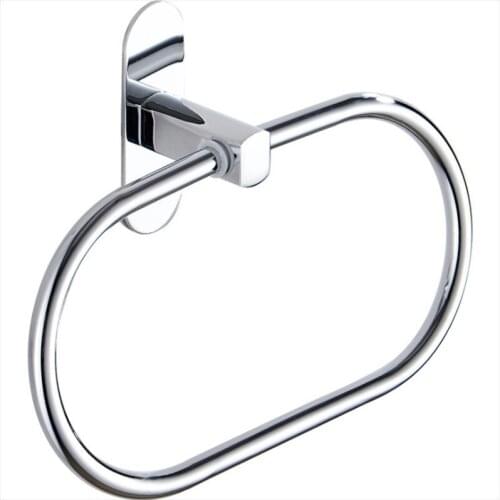Punch-free Towel Ring Holder Hanger Stainless Steel Wall Mounted Oval Hanging Ring Rack Bathroom Hardware Gadgets