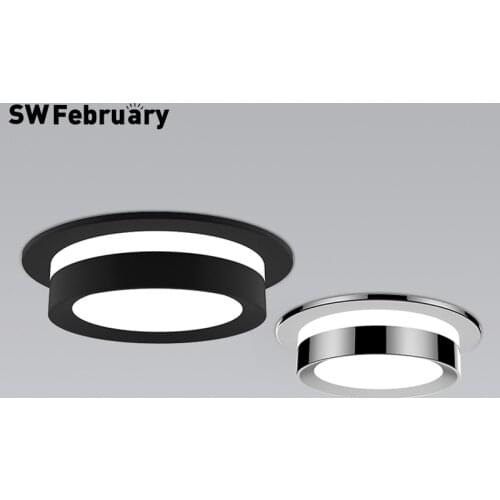 SWFebruary White/Golden/Silver/Black Led Downlight Ceiling Spot Light 5W 7W 9W 12W Dimmable AC110-220V Recessed Indoor Lighting