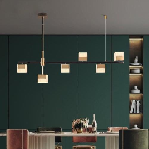 Post-modern luxury restaurant chandelier simple study bar clothing store lighting personality wrought iron acrylic lamp