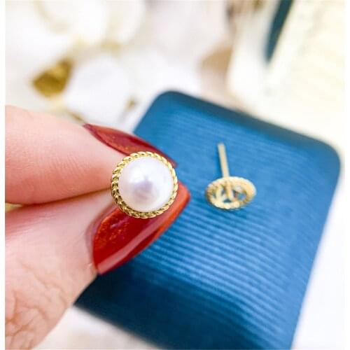 925 Silver Pearl Beads Stud Earrings Setting Base Diy Jewelry Making Findings&Components