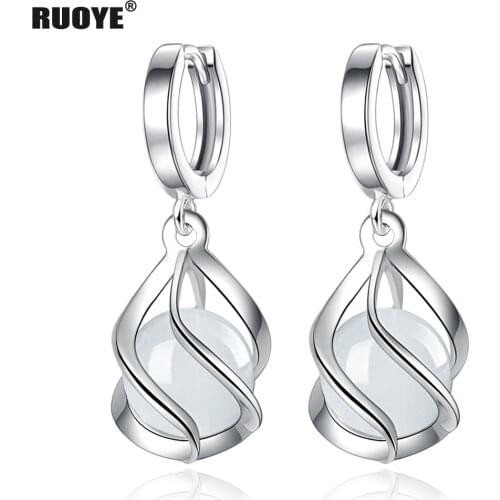 925 Sterling Silver Earrings Opal Earring For Women Fashion Silver Jewelry 2021 New