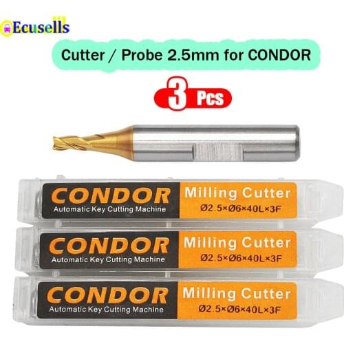 3PCS/LOT 2.5mm Milling Cutter Probe for Xhorse CONDOR XC MINI Plus Dolphin XP-005 Dolphin XP-007 Key Cutting Machine