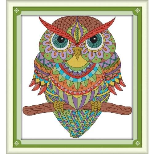 Owl Joy Sunday Stamped Cross Stitch Kits Patterns 14CT 11CT Counted Printed Handmade Arts Home Decor Embroidery Needlework Sets