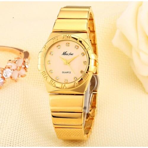 Stylish Rhinestones Metal Band Quartz Watch Women Luxury Brand Diamond Analog Ladies Watches Water Resistant Golden Clock Gift