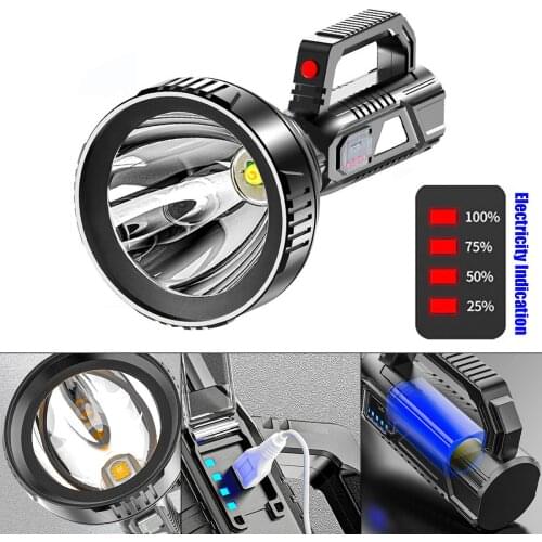 Super Bright LED Portable Spotlights Flashlight Handheld Searchlight Outdoor Rechargeable Camping Light Fishing Light