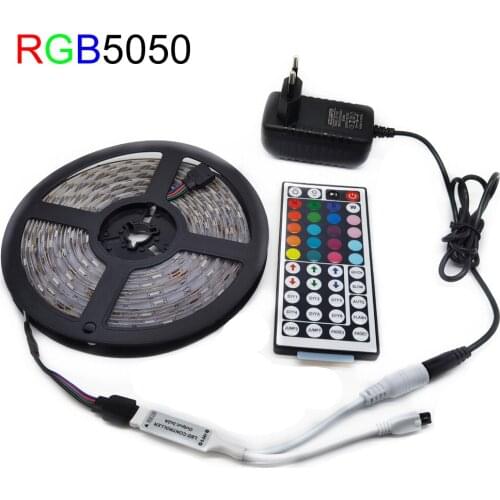 LED Strip Light RGB 5050 SMD 2835 Flexible Ribbon fita led light strip RGB 5M 10M 15M Tape Diode DC 12V+ Remote Control +Adapter