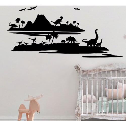 Fun Dinosaur Wall-Sticker Removable Wall Stickers Diy Wallpaper For Kids Rooms Decor Decoration Accessories Adesivi Murali