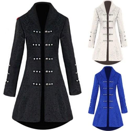 Medieval Victorian Women Steampunk Vintage Cosplay Costumes Elegant Party Trench Jackets Slim Coats Stage Gothic Retro Clothes