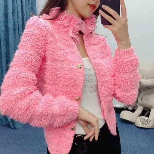 Sweater Cardigan Women Pink Autumn Winter 2021 High Quality Button Up Knitted Coats High Quality Warm Vintage Outwear Pull Femme