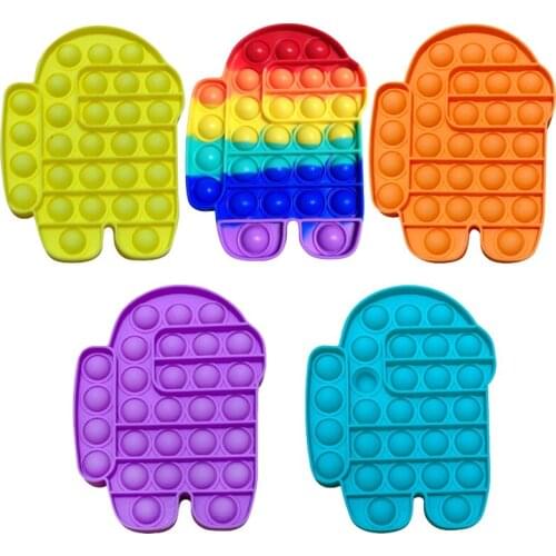 10pcs Fidget Toys Amongsg Ous Push Bubble Toys Fidget Anti Stress Stretchy Adults Children Sensory Antistress Jigsaw Puzzle Toys