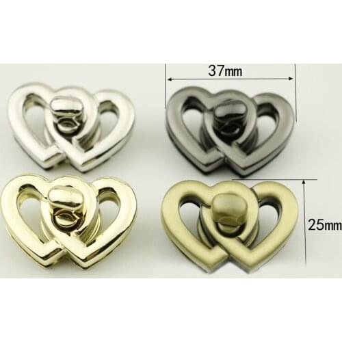 10 Pieces Bag Double Heart Lock Heart-Shaped Lock Hardware Metal Twist Lock Luggage Hardware Accessories