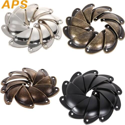 10 Pcs Shell Pull Handles Vintage Brass Cabinet Knobs and Handles Cupboard Door Cabinet Drawer Furniture Hardware Antique