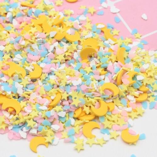 100g/Lot Elegant Cloud and Moon Star Mixture Slices Polymer Clay Sprinkles for Decoration DIY Crafts