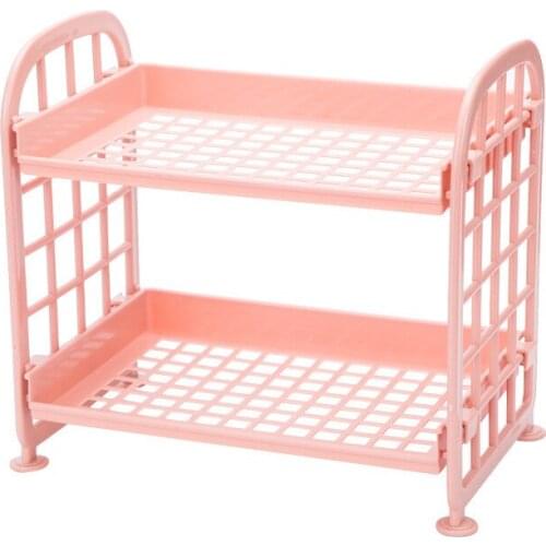 2 Tier Freestanding Storage Rack Cosmetic Tabletop Finishing Space Saving Bathroom Kitchen Storages Organizer Household Items