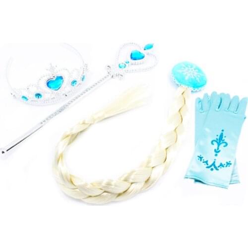 3-4pcs Elsa Sweet Princess Girl Hair Accessories Set Girl Crown Magic Wand Hair Band Role Playing Toy Makeup Toy Elsa Cosplay