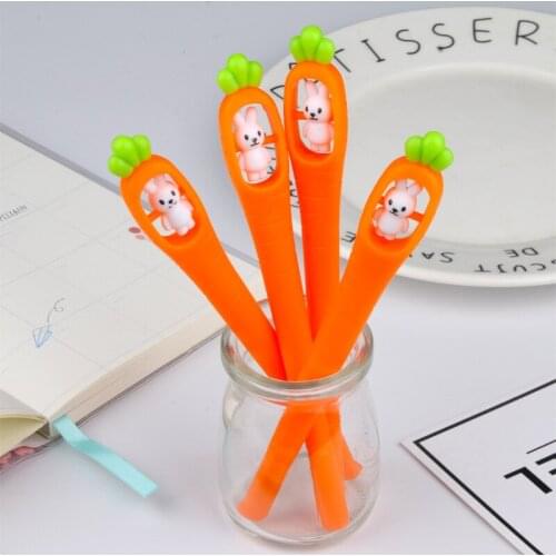 36 pcs/lot Creative Carrot Rabbit Gel Pen Cartoon 0.5mm black ink Signature Pens Promotional Gift Stationery School Supplies