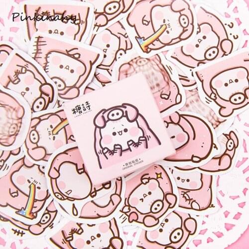 45pcs/lot Lovely Pink Pig mini Decorative Sticker Adhesive Stickers DIY Decoration Diary Stationery Stickers Children Gift HT007