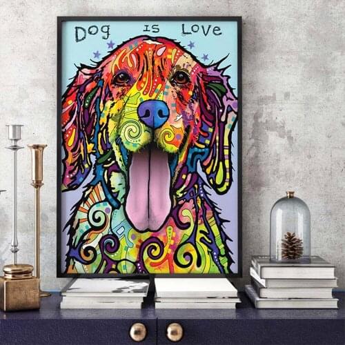 5D Diamond Painting Animal Oil Painting Diamond Embroidery Colorful Dog Mosaic Wall Art Picture Diamond Art Home Decoration