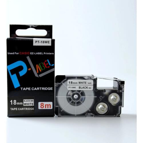 Free shipping 1pk Compatible PT-18WE XR-18WE black on white EZ label tapes