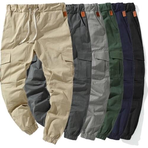 Streetwear Men Sweatpants 2021 Fashion Cargo Pants Men Elastic Waist Trousers Hip Hip Harem Pants Mens Multi Pocket Work Pants