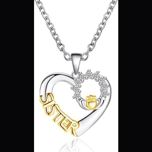 New Fashion Sister Necklace Creative Love Micro-inlaid Zircon Clavicle Chain Personality Pendant Necklace Women Jewelry