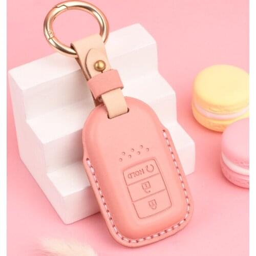 Handmade Genuine Leather Car Key Case Cover For Honda Accord Crider City 2015 2016 HRV CRV Vezel Spirior Odyssey Civic Fit Jade