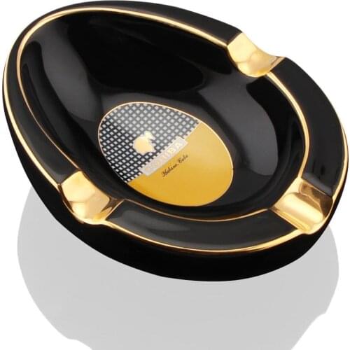 COHIBA Ceramic Cigar Ashtray Portable Creative Design Smoke Ash Tray Holder Cigar Accessories Table Home Cigarette Ashtrays