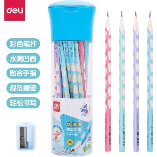 Deli s957 light color 30 barreled HB excellent writing pencil Writing stationery for beginners in childrens Kindergartens