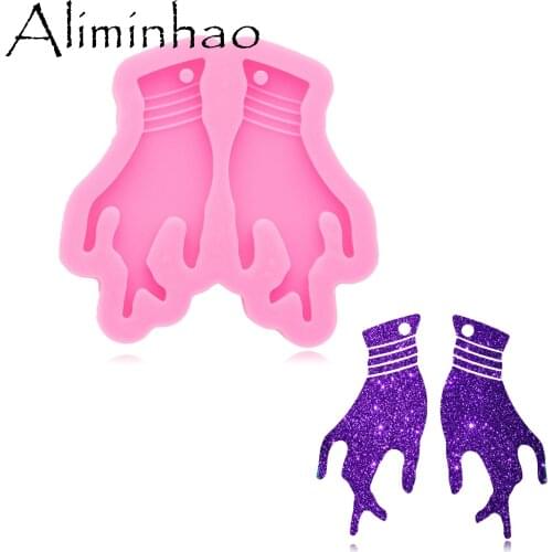 DY0921 Glossy Shiny Hand Earrings Mold, Silicone Mould for Resin Epoxy Jewellery Making, Polymer Clay Mold