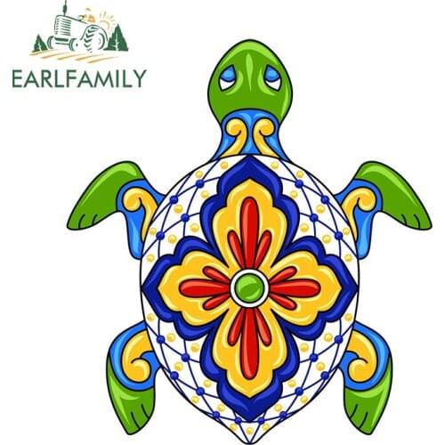 EARLFAMILY 13cm x 11.7cm for Mexican Ornamental Turtle Car Stickers Motorcycle Decal Trunk Vinyl Car Wrap Waterproof Sunscreen