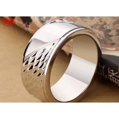 925sterling silver platinum plated wide face domineering personality platinum ring