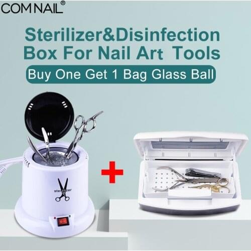 Alcohol Disinfection Box and Dry Heat Sterilizer Cup Set For Sterilize Manicure Salon Nail Metal Tools with Glass Balls