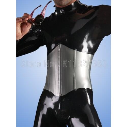 100% Natural Latex Corset New Latex Sexy Tight Waist Bondage Corset 1.0mm Thickness with Bone Sharp (Corset Only)