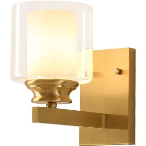 Creative Nordic LED Wall Light Fixtures Bathroom Mirror Lights Copper Wall Sconces Lamp Glass Arandela Bedroom Home Lighting