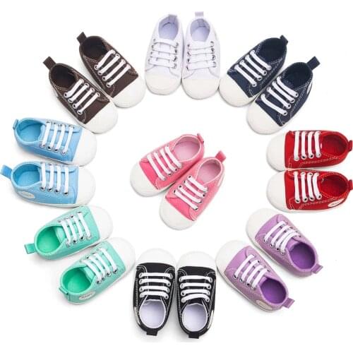 Newborn Baby Boys Girls Solid Canvas Anti-slip Soft Shoes Sneaker Cotton Soft Anti-Slip Sole Infant First Walkers free shipping