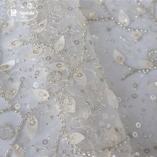 Lace Fabric Lace Uxury Beaded Leaf Applique 3D Fabric DIY Wedding Dress Sewing Sewing Accessories RS3089