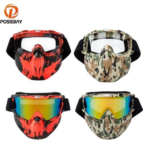 Motorcycle Face Mask Detachable Goggle Mouth Filter Snowboard Goggles Dustproof Wind Protection Cafe Racer for Open Face Helmet