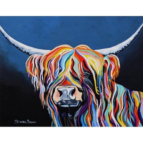 DIY Painting By Numbers Colored Cow Coloring By Numbers Animals 40x50cm Wall Art Canvas Picture Hand Painted Modern Room Decor