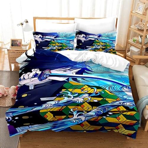 Demon Slayer Bedding Set Single Twin Full Queen King Size Demon Slayer Bed Set Children Kid Bedroom Duvetcover Sets 3D Print 011
