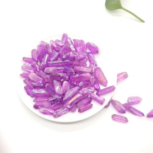 Natural crystal clear quartz Electroplated Green purple yellow red Crystal Column Color-plated Unicuspid Ornaments Decoration