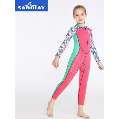 Girls 2MM Thick Neoprene Surf Swimsuit Wetsuit Underwater Hunting Diving Suit Jellyfish Scuba Children Snorkel Bathing BeachWear