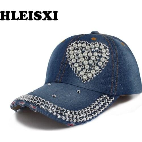 HLEISXI New Fashion Adult Women Love Baseball Cap Summer Casual Caps For Female Denim Hat Adjustable Snap Back Brand Hats